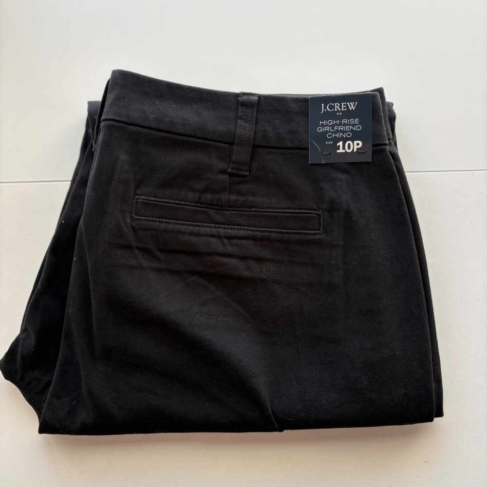 J.Crew High-Rise Girlfriend‎ Chino Womens 10P Black Petite Stretch Pants AD217